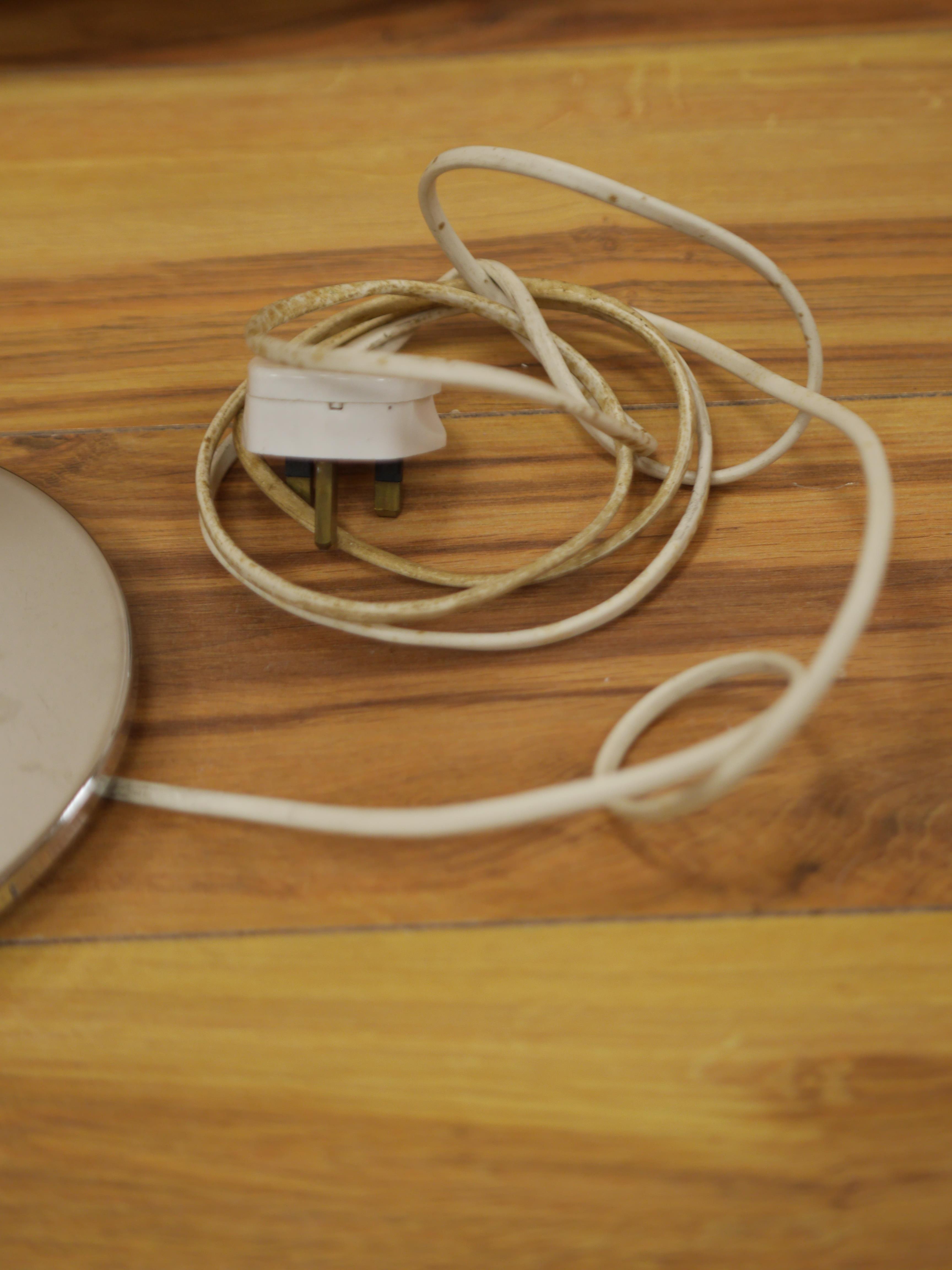 A 1970’s French S.C.E. cloud/mushroom form chrome table lamp with white glass shade. 42cm high. Condition - good